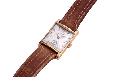 Lot 20 - A MEN'S TISSOT 18K ROSE GOLD MANUAL WRISTWATCH.
