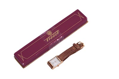 Lot 20 - A MEN'S TISSOT 18K ROSE GOLD MANUAL WRISTWATCH.