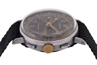 Lot 37 - A VERY RARE MEN'S ANGELUS STAINLESS STEEL MANUAL CHRONOGRAPH WRISTWATCH.