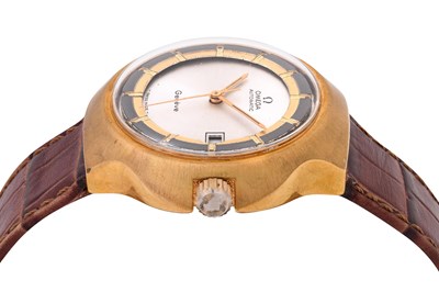 Lot 64 - A MEN'S OMEGA STAINLESS STEEL AND GOLD PLATED AUTOMATIC WRISTWATCH.