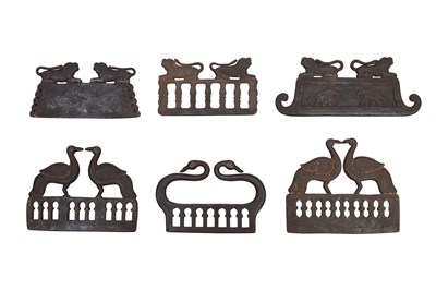Lot 100 - SIX INDIAN STEEL FLINT STRIKERS WITH PAIRS OF DUCKS AND LIONS