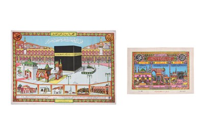 Lot 146 - HAJJ MEMORABILIA: TWO CHROMOLITHOGRAPHED HAJJ CERTIFICATES