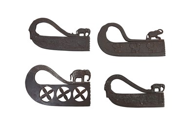 Lot 101 - FOUR INDIAN STEEL FLINT STRIKERS WITH ELEPHANTS