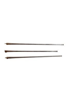 Lot 97 - THREE MUGHAL ENGRAVED STEEL TORADAR (MATCHLOCK GUN) STEEL BARRELS