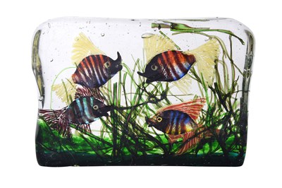 Lot 113 - A LARGE POLYCHROME MURANO GLASS AQUARIUM BY ALFREDO BARBINI (1912 - 2007)