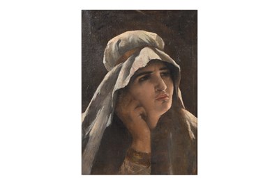 Lot 56 - A LEVANTINE MAIDEN WEARING A DESERT HEADSCARF (TICHEL / MITPAHAT)