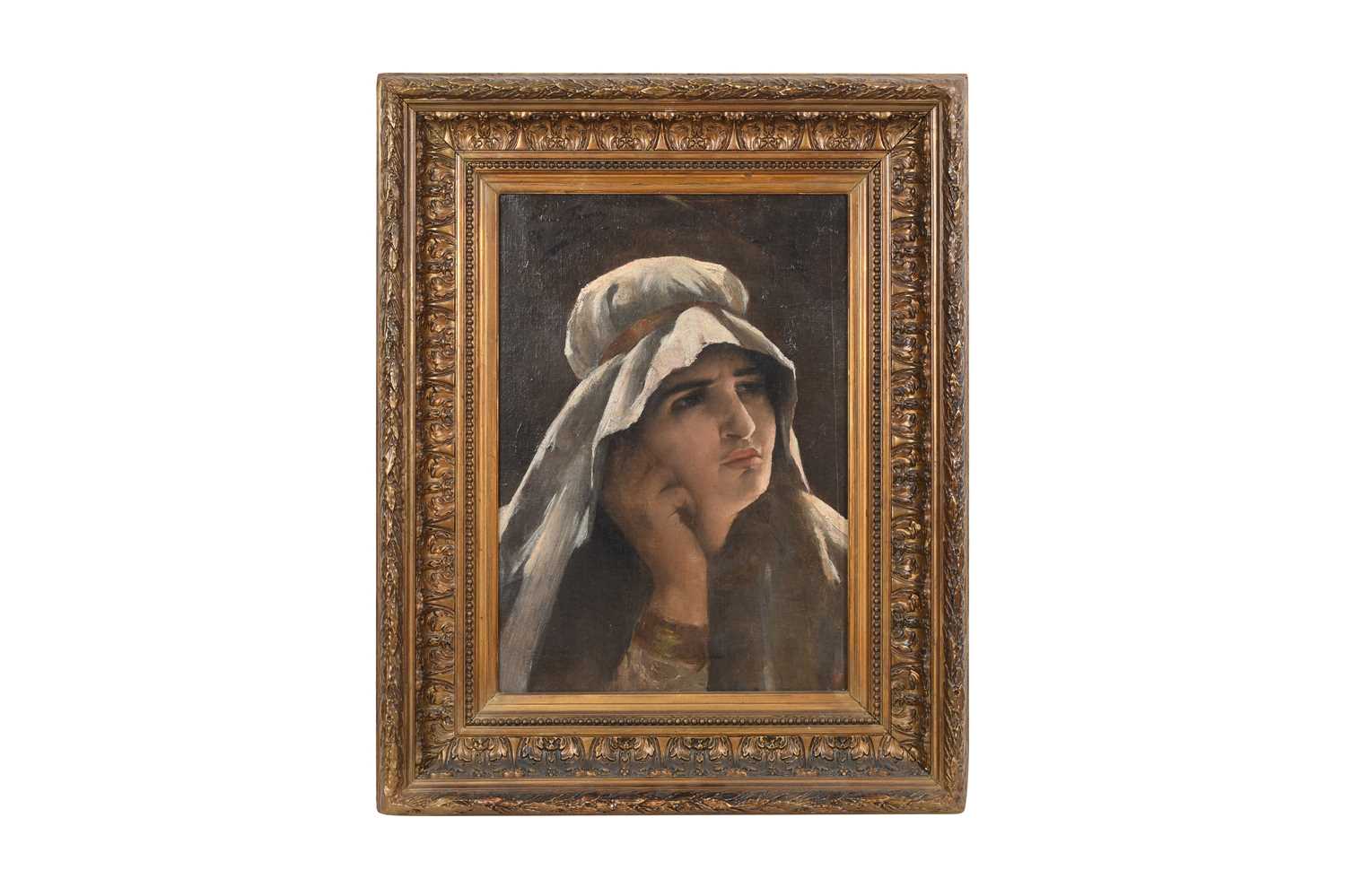 Lot 56 - A LEVANTINE MAIDEN WEARING A DESERT HEADSCARF (TICHEL / MITPAHAT)