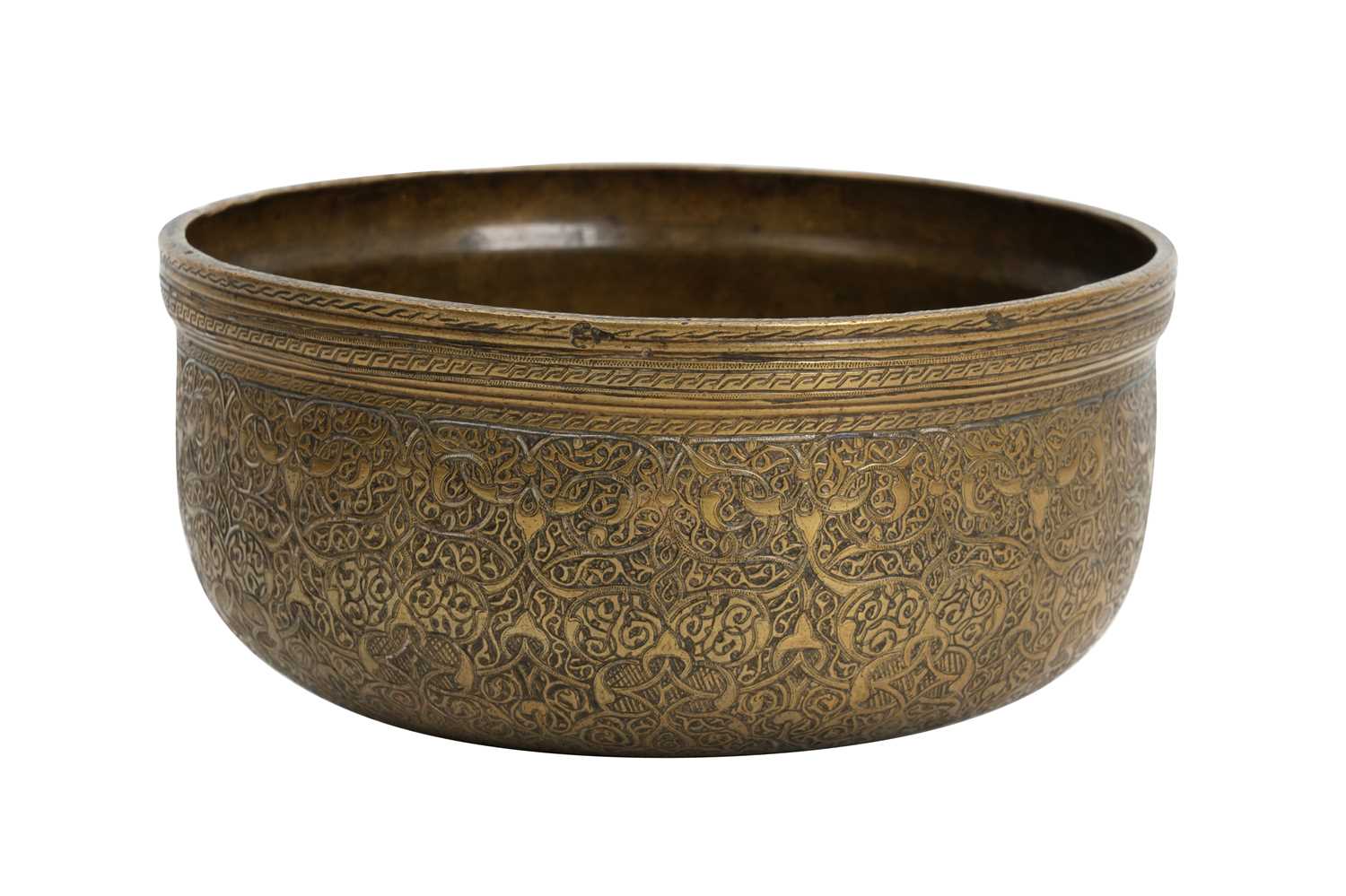 Lot 192 - A SILVER-INLAID VENETO-SARACENIC BRASS BOWL