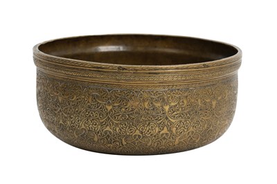Lot 192 - A SILVER-INLAID VENETO-SARACENIC BRASS BOWL