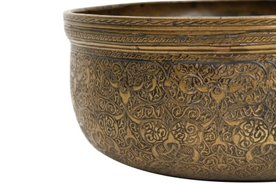 Lot 192 - A SILVER-INLAID VENETO-SARACENIC BRASS BOWL