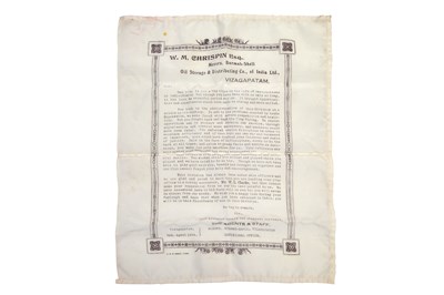 Lot 173 - A COMMEMORATIVE ANGLO-INDIAN SILVER SCROLL AND HANDKERCHIEF FROM THE BURMAH OIL COMPANY