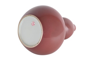 Lot 77 - A CHINESE RED-GLAZED DOUBLE GOURD VASE