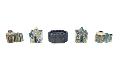 Lot 239 - FIVE MOROCCAN POTTERY INKWELLS