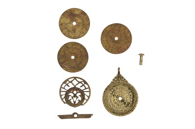 Lot 194 - AN ENGRAVED BRASS MINIATURE ASTROLABE