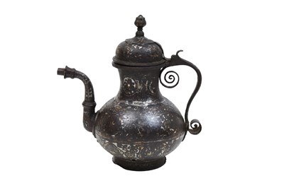 Lot 30 - A GOLD AND SILVER-INLAID (KOFTGARI) STEEL EWER WITH EAGLES