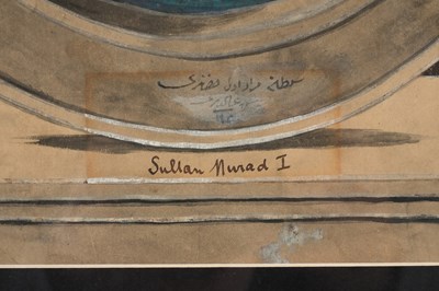 Lot 89 - EIGHT WATERCOLOUR PORTRAITS OF OTTOMAN SULTANS