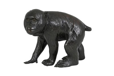 Lot 128 - A JAPANESE BRONZE MODEL OF A MONKEY BY EISAI