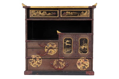 Lot 144 - A JAPANESE LACQUER MINIATURE DISPLAY CABINET, SHODANA