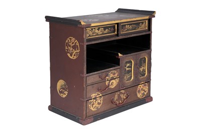 Lot 144 - A JAPANESE LACQUER MINIATURE DISPLAY CABINET, SHODANA