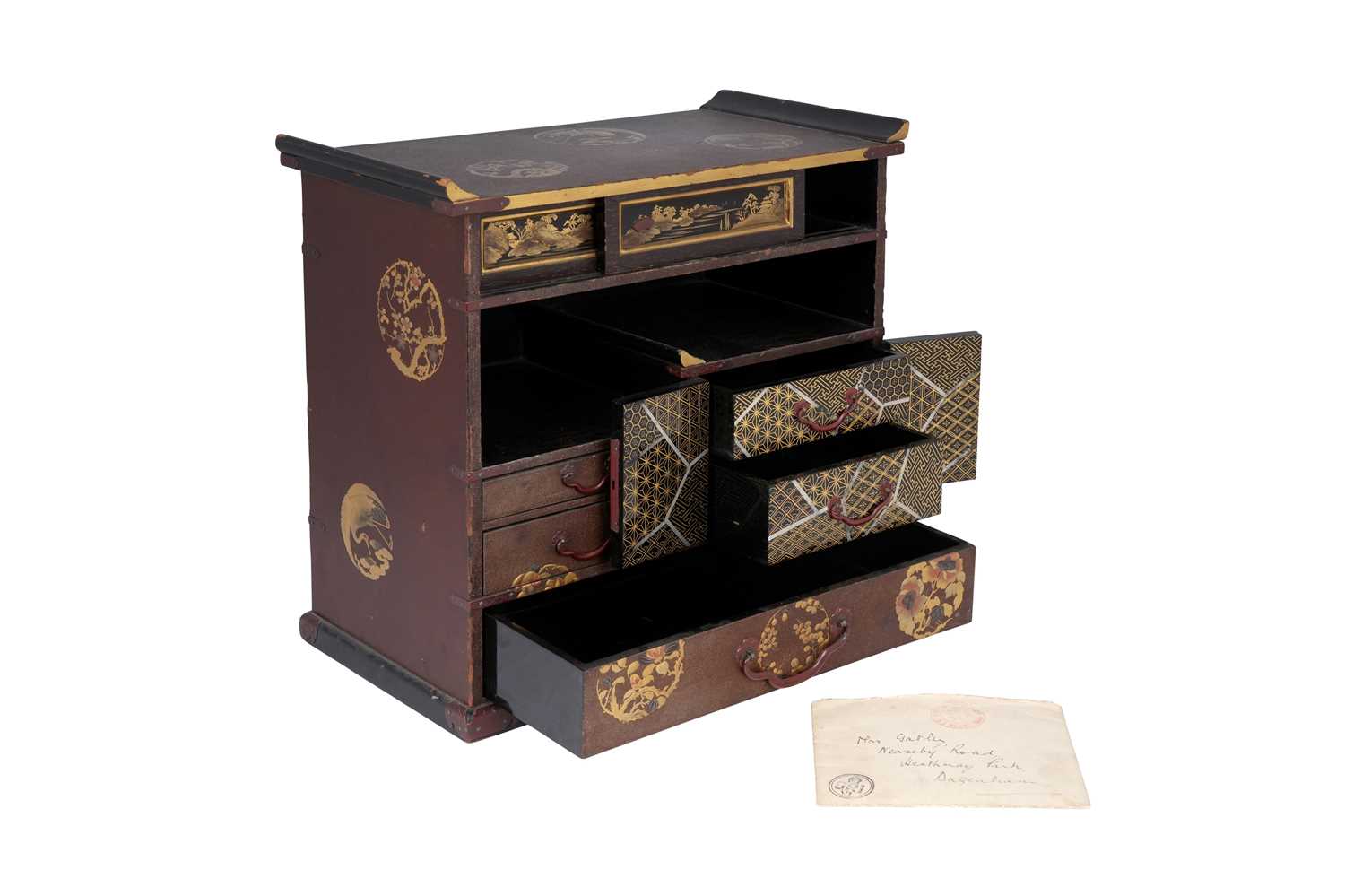 Lot 144 - A JAPANESE LACQUER MINIATURE DISPLAY CABINET, SHODANA