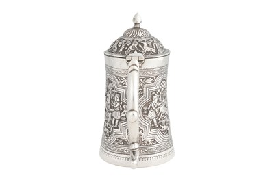 Lot 239 - AN UNMARKED IRANIAN (PERSIAN) SILVER COFFEE POT