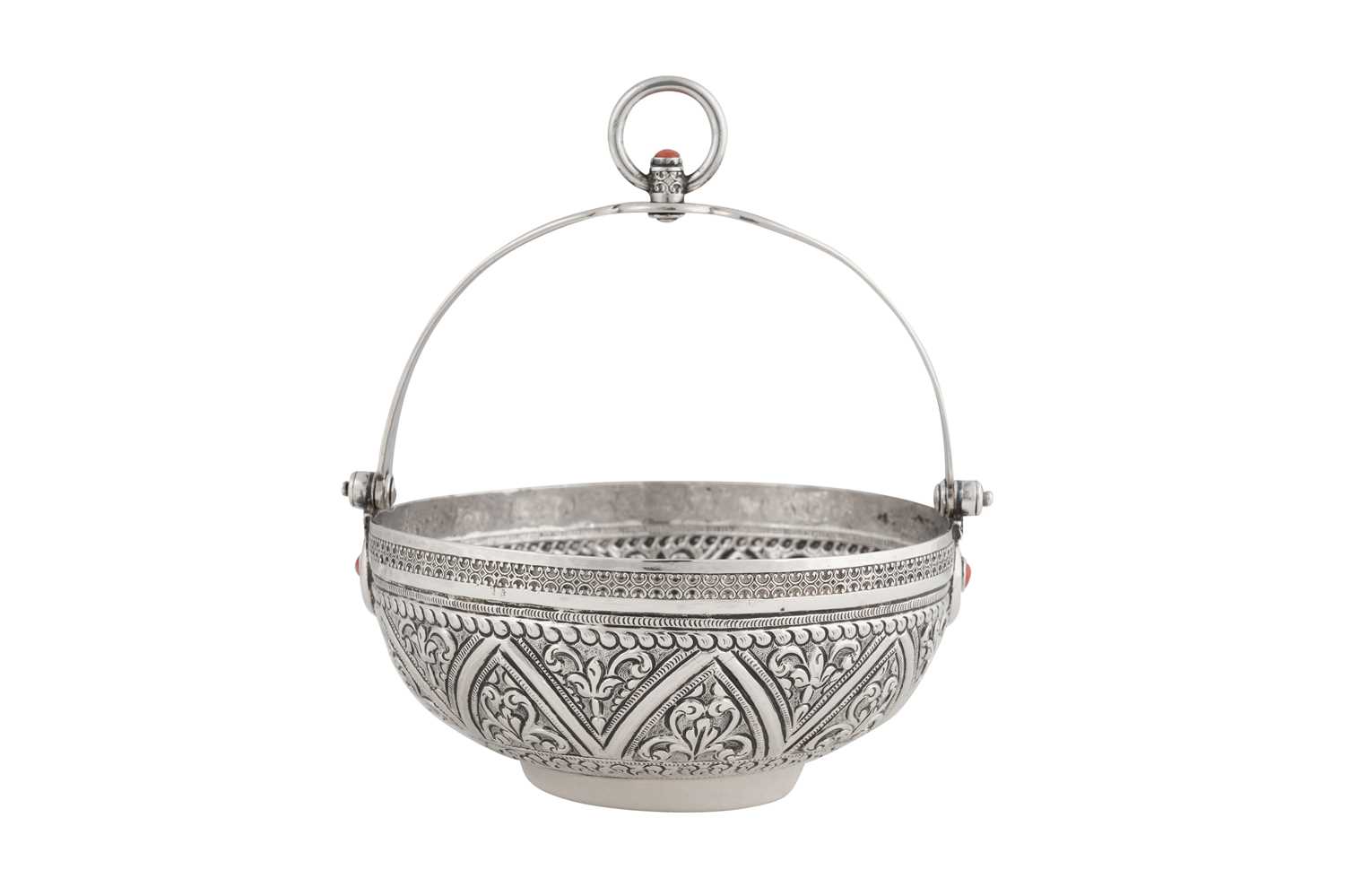 Lot 246 - AN ALGERIAN CORAL-SET SILVER BUCKET