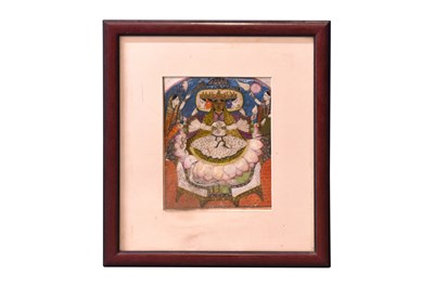 Lot 106 - A SEATED PORTRAIT OF THE FIVE-FACED (PANCHAMUKHA) HINDU GODDESS, GAYATRI, MOTHER OF THE VEDAS
