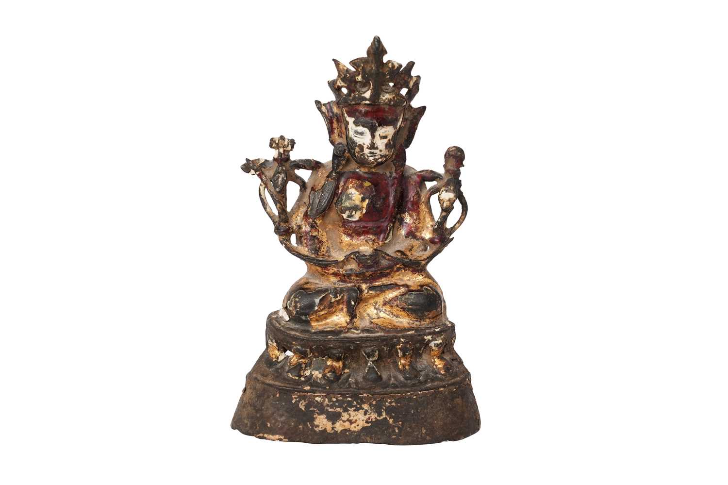 Lot 15 - A CHINESE BRONZE FIGURE OF A BODHISATTVA