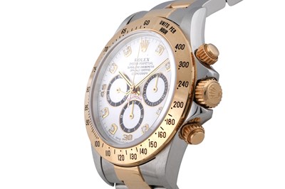 Lot 51 - A rare men's Rolex 18k yellow gold and stainless steel automatic chronograph bracelet watch.