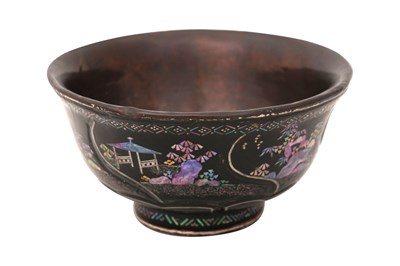 Lot 63 - A RARE CHINESE MOULDED LAQUE BURGAUTE BOWL
