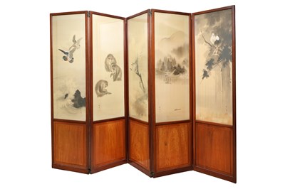 Lot 113 - A JAPANESE FIVE-FOLD SCREEN BY SHUSUI