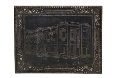 Lot 171 - A BIDRI SILVER-INLAID COMMEMORATIVE PLATE MADE FOR LADY TASKER