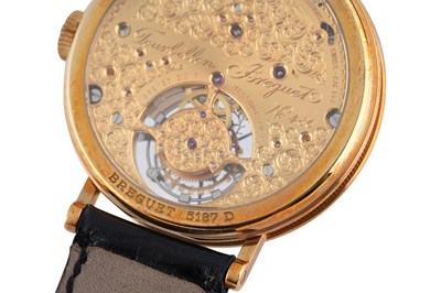 Lot 8 - A RARE MEN'S BREGUET 18K YELLOW GOLD TOURBILLON WRISTWATCH