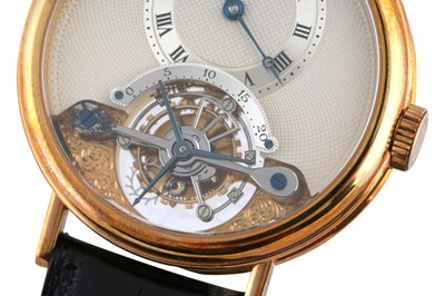 Lot 8 - A RARE MEN'S BREGUET 18K YELLOW GOLD TOURBILLON WRISTWATCH