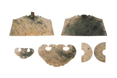 Lot 1 - A SET OF SIX CHINESE ARCHAIC TOMB JADES