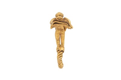 Lot 266 - A HELLENISTIC GOLD EARRING WITH A WINGED ANGEL