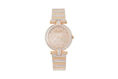 Lot 68 - A LADIES CARTIER 18K WHITE AND YELLOW GOLD WITH FACTORY DIAMOND SET QUARTZ WATCH
