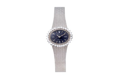 Lot 60 - AN ELEGANT ROLEX LADIES 18K WHITE GOLD AND DIAMONDS COCKTAIL WATCH