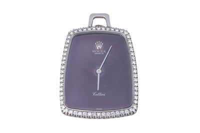 Lot 82 - A RARE ROLEX 18K WHITE GOLD AND DIAMOND PENDANT POCKET WATCH