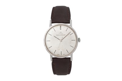 Lot 41 - A MEN'S JAEGER LECOULTRE STAINLESS STEEL MANUAL WRISTWATCH