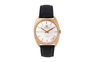 Lot 27 - A MEN'S 9K YELLOW GOLD AUTOMATIC WRISTWACTH