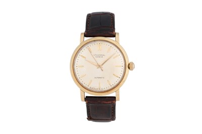 Lot 29 - A MEN'S UNIVERSAL 14K YELLOW GOLD AUTOMATIC WRISTWATCH