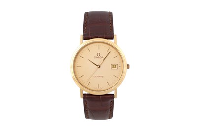 Lot 16 - A MEN'S OMEGA 14K YELLOW GOLD QUARTZ WRISTWATCH