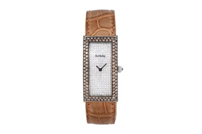 Lot 61 - A LADIES BARTHELAY STAINLESS STEEL AND DIAMONDS QUARTZ WRISTWATCH