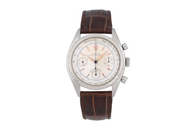 Lot 53 - A COLLECTABLE MEN'S ROLEX STAINLESS STEEL MANUAL CHRONOGRAPH WRISTWATCH.
