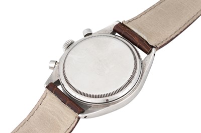 Lot 53 - A COLLECTABLE MEN'S ROLEX STAINLESS STEEL MANUAL CHRONOGRAPH WRISTWATCH.