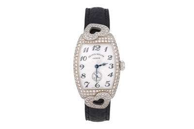 Lot 59 - A LADIES FRANK MULLER 18K WHITE GOLD AND DIAMONDS MANUAL WRISTWATCH