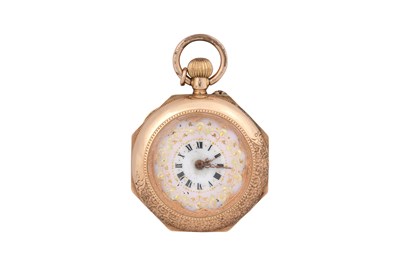 Lot 70 - A 14K GOLD AND ENAMEL OPEN FACE POCKET WATCH