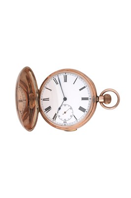 Lot 75 - A 9K ROSE GOLD OPEN FACE POCKET WATCH