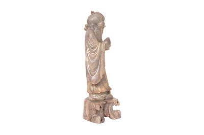 Lot 74 - A CHINESE SOAPSTONE FIGURE OF SHOU LAO